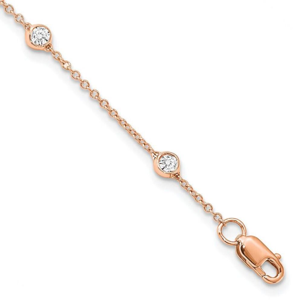 14k Rose Gold 1/2 Ct Lab Grown Diamond (E-F, VS1) Station Anklet - 9in